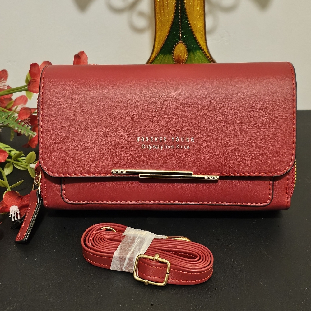 Crossbody Wallet Purse by Forever Young - (Red)
